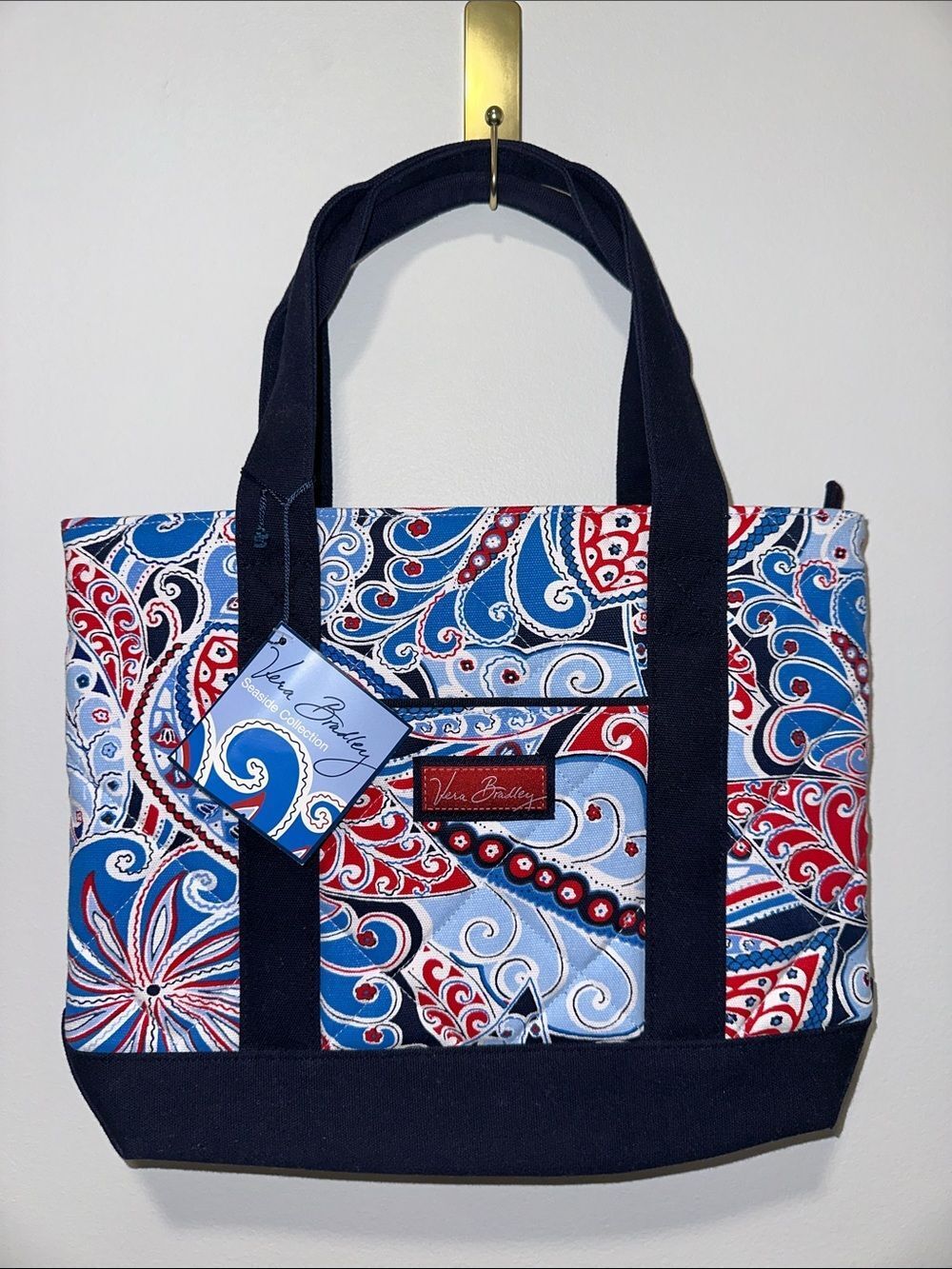 Vera Bradley Mini White Blue Red Nautical Navy Seaside Classic Skipper Tote